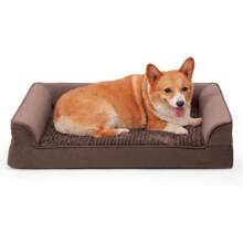 Dog Bed For Large Dogs,Washable Dog Sofa Beds Large, Supportive Foam Pet Couch Bed With Removable Washable Cover, Waterproof Lining And Nonskid Bottom, Brown (L,42" L X 30" W X 7.5" Th) - 棕色 - 查看 3