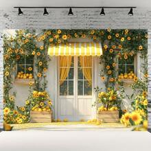 夏季柠檬店背景，适合生日派对 -1 通用节日涤纶旗帜，柠檬树设计，适合家居装饰，多功能室内/室外拍照道具，无需电力 - 彩色 - 查看 6