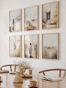 6 Pieces Jesus Canvas Posters Crucifixion Poster Set Religion Hanging Painting Christian Wall Prints Vintage Wall Arts Christians Favorite Gift Living Room Wall Decor No Frame