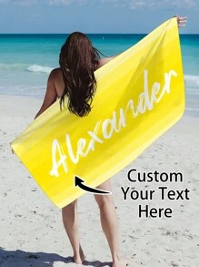 1pc Customized Ombre Color Multi-Color Graphic Microfiber Beach Towel, Fashionable Pool/Beach/Travel Blanket For Vacation, Leisure, Multi-Functional, Anti-Mold, Ornamental, Reusable, Exquisite, Stylish, High-Quality, Adorable, Modern, Colorful, Soft, Comfortable, Custom, Unique, Personalized, Ideal Gifts For Him, Ideal Gifts For Her, Her, Boyfriend, Girlfriend, Dad, Mom, Family, Friends, Son, Daughter, Kids, Kitchen, Dining Room, Bedroom, Office, Living Room, Home, Garden, Tea Room Summer Holiday Bathroom Decor Beach Essentials,Vacay Vibes - Multicolor - View 40