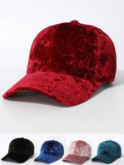1 pieza Gorra de béisbol de mujer de terciopelo con efecto degradado, accesorio de invierno cálido