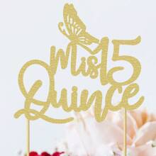 1Pc Glitter Cake Topper, 15th Birthday Cake Topper, Hello 15, Happy 15th Birthday Party Decorations