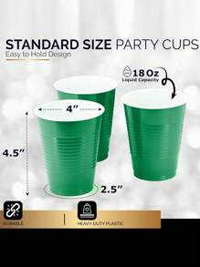 50pcs,Disposable Plastic Cups, Green Colored Plastic Cups, 18-Ounce Plastic Party Cups, Strong And Sturdy Disposable Cups For Party, Wedding, Christmas, Halloween Party ,Graduation Parties, Beer Tastings, Snacks (Multiple Colors) - 20 - View 3