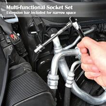 46 Piece 1/4 Inch Drive Socket Ratchet Wrench Set, With Socket Kit Metric And Extension Rod, For Car Repair And Home Use, With Storage Box Socket Wrench Set, Ratchet Wrench Set And Extension Rod Universal Slider Rod Extension Socket, Tools For Men - Multicolor - View 10