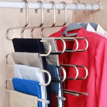Rzctukltd 3PCS Clothes Pants Trouser Hanger Multi Layer Storage Closet Space Saver Organizer UKPants Rack Back To School - Silver - View 2