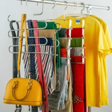 Rzctukltd 3PCS Clothes Pants Trouser Hanger Multi Layer Storage Closet Space Saver Organizer UKPants Rack Back To School - Silver - View 4