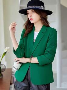 Chaqueta blazer con abertura posterior verde, nueva para primavera-otoño 2025, elegante y refinada para diosa de alta gama