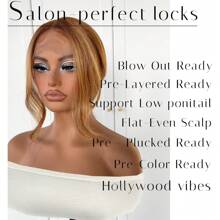 13X4,5X1,5 Glueless Lace Front Perücke, vorgezeichnete synthetische Körperwellen-Perücke zum Aufsetzen und Losgehen, Lace Front Perücke für Frauen