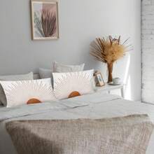 1 件装波西米亚风格枕头枕套卧室客厅装饰，棕色床用装饰枕套波西米亚特色阳光枕套，单面无枕芯