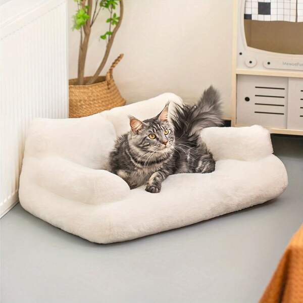 Pet Couch Bed, Washable Cat Beds For Medium Small Dogs & Cats Up To 25 Lbs, Dog Beds With Non-Slip Bottom, Fluffy Cat Couch, 26*19*13 Inch