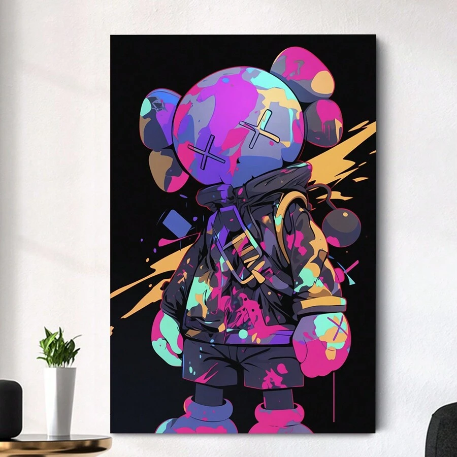 KAW Graffiti Canvas, Personalized Hip Hop Style Street Art Wall Decor, Suitable For Bedroom, Kitchen, Dining Room, Living Room, Office, And Other Home Wall Decorations - Đã đóng khung - Xem 1