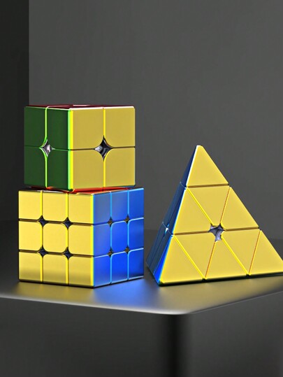 sengso SENGSO Mirror Reflective Speed Cube 2x2x2,3x3x3, Pyramid Phantom Colour Stickerless Magic Cube, 3D Brain Teaser Cube, Personalized Shiny Cube Puzzles Gift For Kids Adults