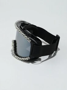 1pc Bling Rhinestone Ski Goggles With Multifunctional Protection, Extra Large Frame Silicone Anti-Wind Ski Goggles, Anti-Dust Desert Sandstorm Ski Eyewear For Skiing, Riding, Outdoor Sports, Washable - Multicolor - View 4