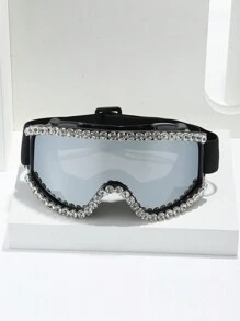 1pc Bling Rhinestone Ski Goggles With Multifunctional Protection, Extra Large Frame Silicone Anti-Wind Ski Goggles, Anti-Dust Desert Sandstorm Ski Eyewear For Skiing, Riding, Outdoor Sports, Washable - Multicolor - View 5