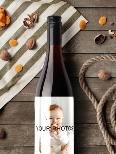 4-42pcs Customized Photo & Text Wine Bottle Stickers, Customized Photo Labels, Customized Wedding Style Stickers, Customized Labels, Personalized Photo & Text Bottle Stickers, Personalized Stickers, Wedding Labels, Square Stickers, Colorful Sticker Labels