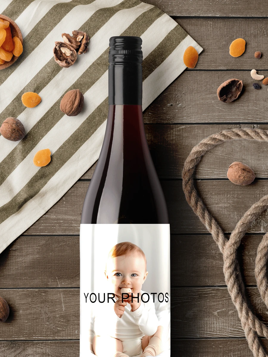 4-42PCS Custom Photo And Text Wine Bottle Sticker, Custom Photo Label, Custom Wedding Style Sticker, Custom Label, Personalized Photo And Text Bottle Sticker, Personalized Sticker, Wedding Label, Square Sticker, Colored Decal Label