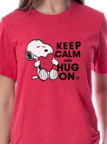 Peanuts Womens'  Keep Calm And Hug On Valentines Sleep Pajama Set - Multicolored - View 2