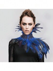 Artificial Feather Cape Shawl Costume Witch Wings Collar Adult Crow Neck - A - View 14