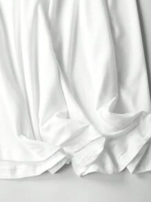 EARO European & American Style Long Women's Dress, Solid Color Twist Knot Side Slit Short Sleeve Bodycon Maxi Dress, Spring/Autumn New Arrivals, American Vacation Vibe, Everyday Casual Chic, Comfortable Stretchy Fitted Unique Elegant Slimming A-Line Dress - 白色 - 查看 5