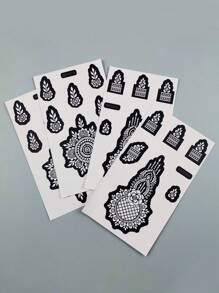4 Sheets Hand Flower Henna Tattoo Stencil Stickers Flora Adhesive Hollow Stickers For Hand Body Art Painting Reusable Tattoo Templates For Party Mehndi Designs