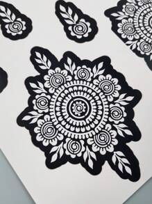 4 Sheets Hand Flower Henna Tattoo Stencil Stickers Flora Adhesive Hollow Stickers For Hand Body Art Painting Reusable Tattoo Templates For Party Mehndi Designs