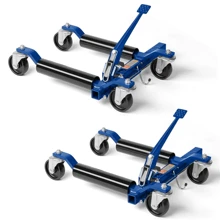 Car Wheel Dolly Jack Set, 1500LBS Capacity Mechanical Wheel Dolly With Steel Twin Rollers, Heavy Duty Rollers With Foot Pedal For Tire Auto Repair Moving - Set Of 2 - 藍色 - 查看 1