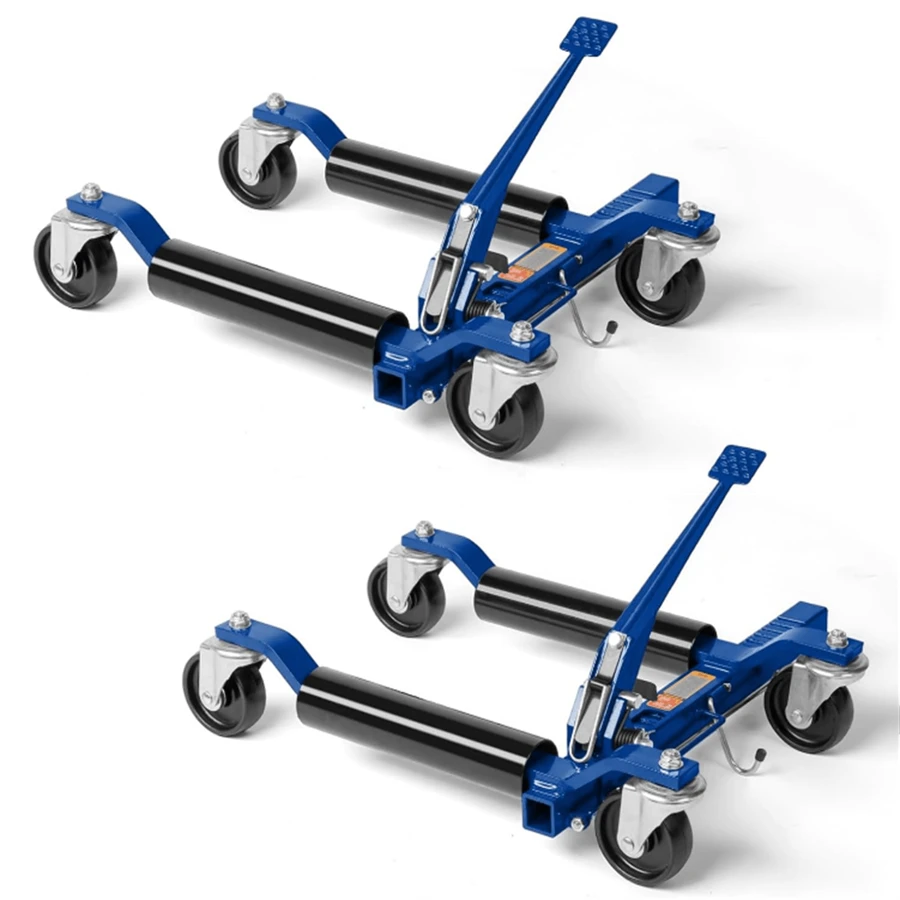 Car Wheel Dolly Jack Set, 1500LBS Capacity Mechanical Wheel Dolly With Steel Twin Rollers, Heavy Duty Rollers With Foot Pedal For Tire Auto Repair Moving - Set Of 2 - 藍色 - 查看 1