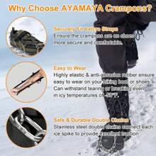 Crampons Ice Cleats For Shoes And Boots Upgraded 24 Spikes Anti-Slip Stainless Steel Snow Traction Ice Gripper For Shoes Men Women, Snow Chains For Hiking Winter Walking Climbing
