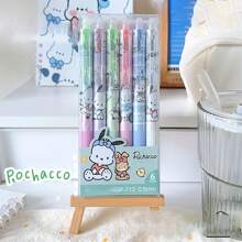 Sanrio Sanrio 6pcs/12pcs Hello Kitty & Kuromi & Melody & Cinnamoroll & Pochacco Erasable/Not Erasable Gel Cute Pens With Cute Moyi Design, The Erasable Pen Is Blue Ink, And The Non-Erasable Pen Is Black Ink,Retractable,Officesupplies,0.5mm Erasable Gel Pens, Good At Writing Quick-Drying, Press The Pen Neutral Pen