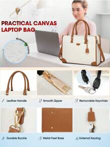 NEWHEY Laptop Bag For Women 15.6 Inch Laptop Tote Bag Waterproof Canvas Work Bag Lightweight Laptop Briefcase Professional Women Business Office Bag Travel Handbag Shoulder Bag
