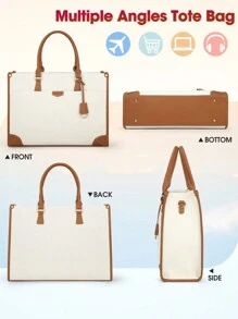 NEWHEY Laptop Bag For Women 15.6 Inch Laptop Tote Bag Waterproof Canvas Work Bag Lightweight Laptop Briefcase Professional Women Business Office Bag Travel Handbag Shoulder Bag