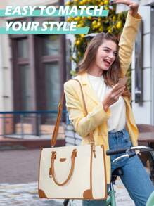 NEWHEY Laptop Bag For Women 15.6 Inch Laptop Tote Bag Waterproof Canvas Work Bag Lightweight Laptop Briefcase Professional Women Business Office Bag Travel Handbag Shoulder Bag