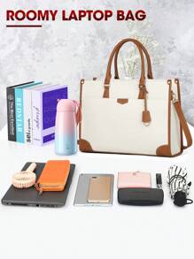 NEWHEY Laptop Bag For Women 15.6 Inch Laptop Tote Bag Waterproof Canvas Work Bag Lightweight Laptop Briefcase Professional Women Business Office Bag Travel Handbag Shoulder Bag