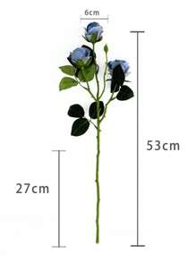 1 pieza Flores artificiales vintage de 3 ramas de rosa con borde quemado, ramo de flores secas falsas para decoración de sala de estar y mesa de comedor - Multicolor - Ver 3