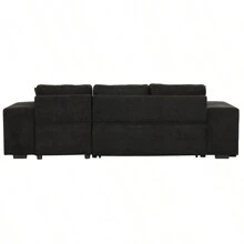 104.5" Modern L-Shape 3 Seat Reversible Sectional Couch Pull Out Sleeper Sofa With Storage Chaise And 2 Stools For Living Room Furniture Set Charcoal Grey