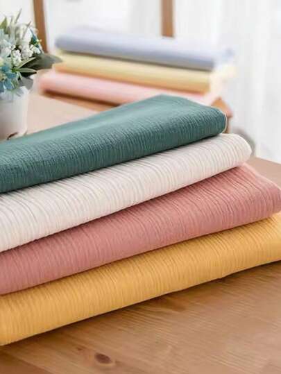 1개 100% 면 이중 레이어 주름 방지 원단, 면 거즈, 피부 친화적 부드러운 미리 재단된 50cm X 135cm (19.6in X 53in). DIY 재봉 원단, 이중 레이어 면 거즈 직물, 파자마, 담요, 드레스, 라운지웨어, 기모노, 머리 스카프, 수건, 숄 및 수공예품에 적합