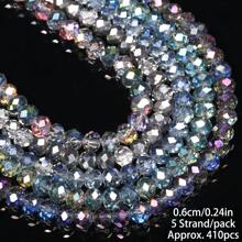 Hạt thủy tinh pha lê nhiều mặt màu Ab 5 sợi 6/8mm hình tròn Hạt cách ly rời để làm đồ trang sức Vòng tay vòng cổ Phụ kiện DIY - hạt pha lê mặt - Xem 7