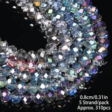 Hạt thủy tinh pha lê nhiều mặt màu Ab 5 sợi 6/8mm hình tròn Hạt cách ly rời để làm đồ trang sức Vòng tay vòng cổ Phụ kiện DIY - hạt pha lê mặt - Xem 8