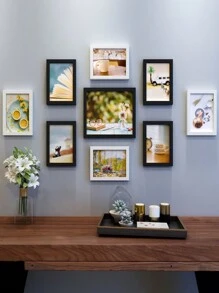 Juego de 9 Marcos de Fotos Creativos para Galería de Pared, Marcos de Fotos Collage sin Taladro, Incluye Fotos Horizontales para Decoración de Habitación, Dormitorio, Sala de Estar - Multicolor - Ver 15