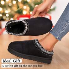 Women's Padded Cotton Snow Boots With Thick Bottom For Warmth And Style Women Platform Shoes Winter House Slippers - 全黑 - 查看 7