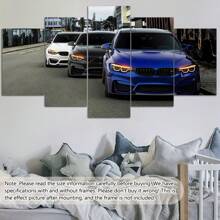 5 peças/conjunto de pôster em tela com moldura de madeira, arte moderna, pôster em tela de três carros de luxo, presente ideal para quarto, sala de estar, corredor, arte de parede, decoração de parede, decoração de inverno, decoração de parede, pôsteres de decoração de quarto, arte de parede, coisas de decoração de quarto (emolduradas)