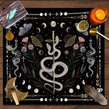 1PC Own Your Power Moth Flower Altar Cloth Moon Phase Snake Tarot Cloth For Spread Tarot Reading Cloth Tarot Spread Cloth Witch Wiccan Home Decor