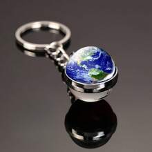 1pc 8 Planets Galaxy Moon Crystal Glass Keychain Pendant Keyring Gift Souvenir Car Accessories Bag Charm