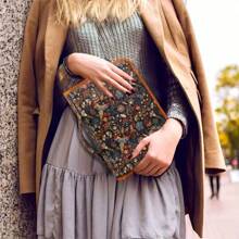 1 pieza Estuche con cremallera de estilo bohemio, estuche multifuncional para portadas de libros y cuadernos, útiles escolares para volver al colegio