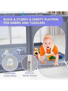A Sturdy & Safe Playard Designed With Soft, Breathable Mesh For Ultimate Comfort And Visibility, Perfect Indoor & Outdoor Use, A Portable Baby Fence And Play Area For Babies, Baby Playpen,Toddlers, Crawling Infants, And Active Toddlers Alike,Safe &Portable, Release The Child's Nature, Baby Growth Goodies, Baby Need,Baby Stuff, Essential For New Mothers