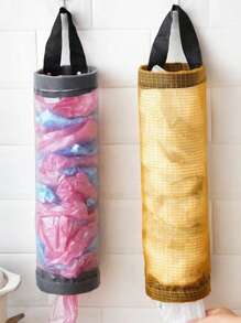 1 件壁挂式垃圾袋收纳架、塑料袋架、厨房袋子收集架、无需钻孔悬挂式杂货袋收纳架 - 彩色 - 查看 3