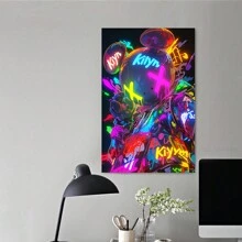 KAW Graffiti Style Art Canvas, Modern Street Culture Wall Art, Suitable For Bedroom, Kitchen, Dining Room, Living Room, Office, And Other Home Wall Decorations