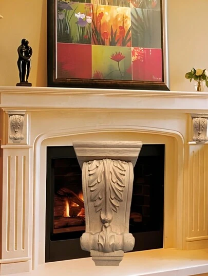 1PC European Style Wood Carved Onlay Applique Unpainted Carving Decals Mouldings Trim For Window Door Fire Stove Surround Decor Home Wall Furniture