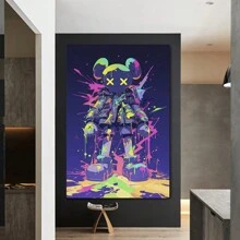 KAW Street Culture Graffiti Canvas, Creative Hip Hop Style Modern Art Wall Decor, Suitable For Bedroom, Kitchen, Dining Room, Living Room, Office, And Other Home Wall Decorations - 裱框 - 查看 5
