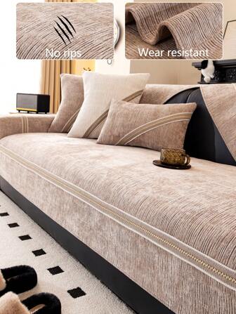 1pc All Season Universal Sofa Cushion Cover, Modern Simple Dust-Proof Anti-Slip Sofa Seat Protector, Washable, Warm, Colorfast, Pet-Friendly, Suitable For Bedroom, Office, Living Room, L-Shaped Sofa And 1/2/3/4 Seat